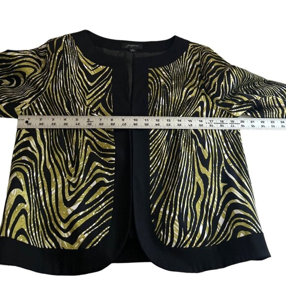 Josephine Women's Size 8 Zebra-Print Jacket - Black & Green 3/4 Sleeve - Picture 6 of 7
